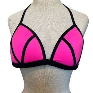 Victorias Secret PINK triangle bikini top hot pink/black small size